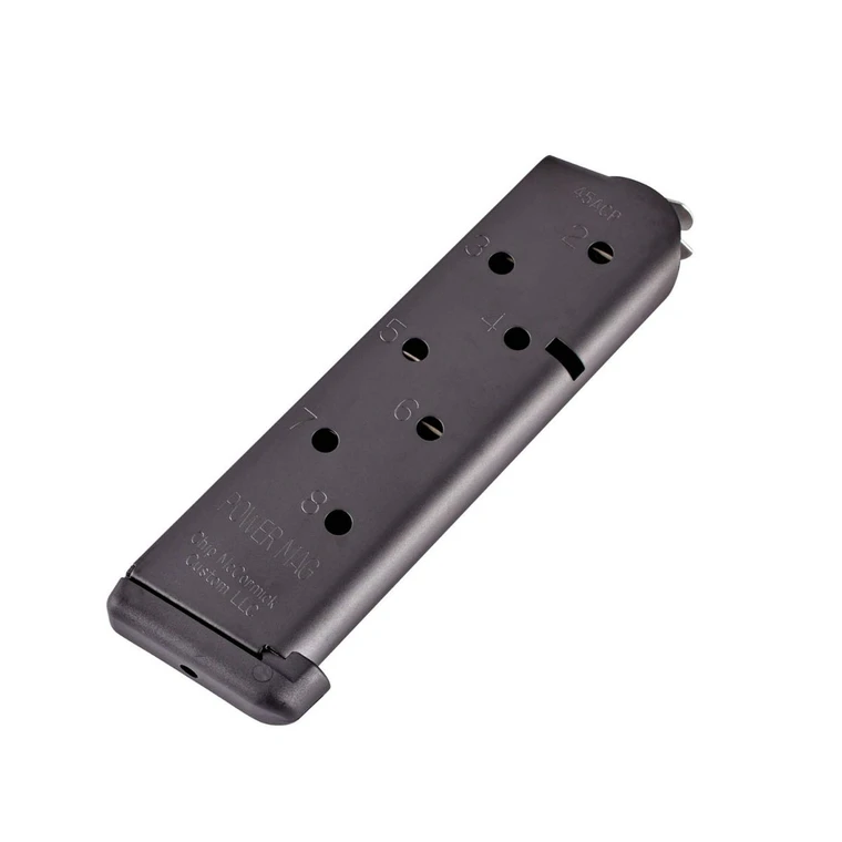 MAGAZINE, 1911, .45 ACP, FULL-SIZE, 8 ROUND, CHIP MCCORMICK CUSTOM | POWER MAG, STAINLESS WITH BLACK FINISH