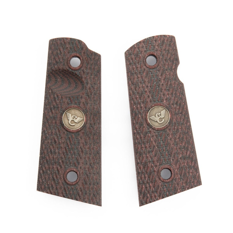 GRIPS, 1911, COMPACT, SLANT, G10, BLACK CHERRY, FLAT BOTTOM
