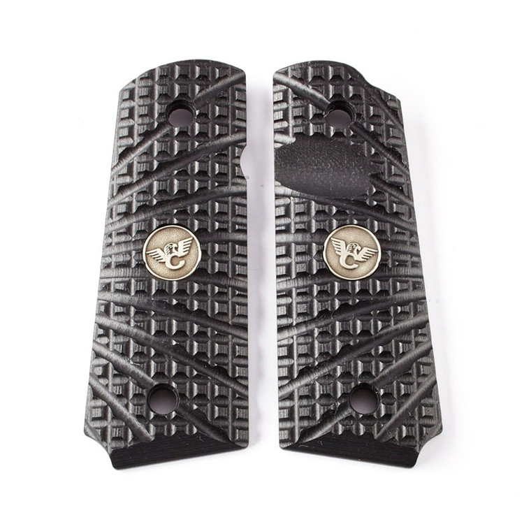 GRIPS, 1911, COMPACT, TRAK STARBURST, G10, BLACK, BEVELED BOTTOM