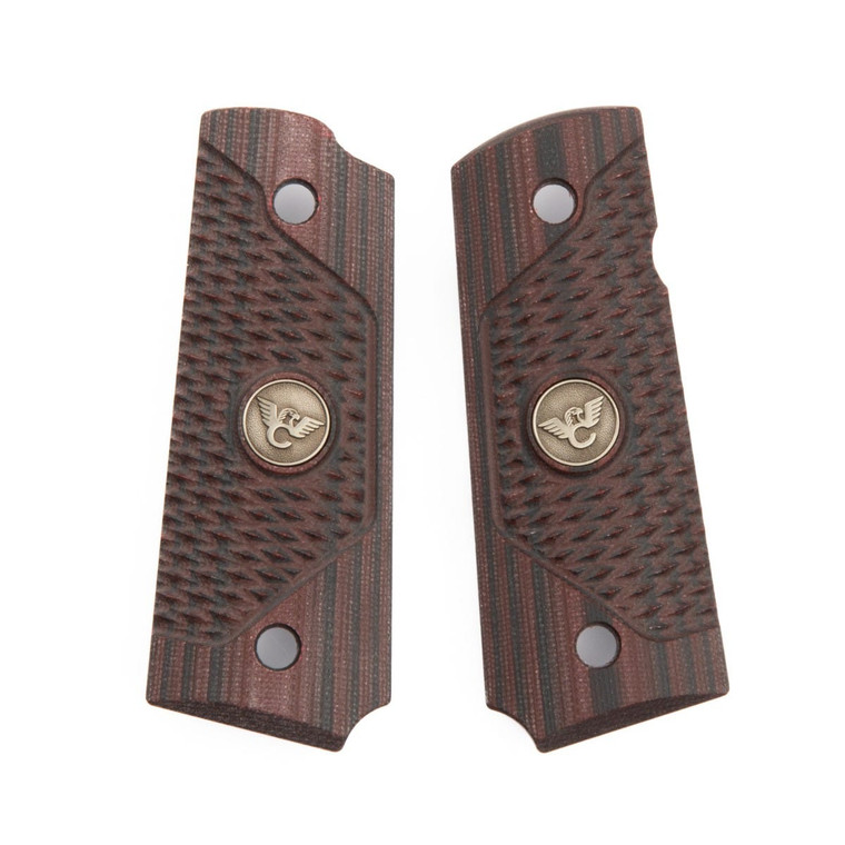 GRIPS, 1911, COMPACT, ULTRA THIN, G10, BLACK CHERRY, BEVELED BOTTOM