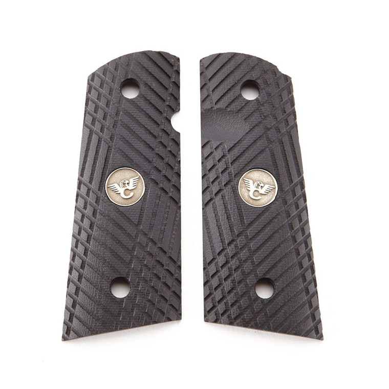 GRIPS, 1911, COMPACT, X-TAC, G10, BLACK, FLAT BOTTOM