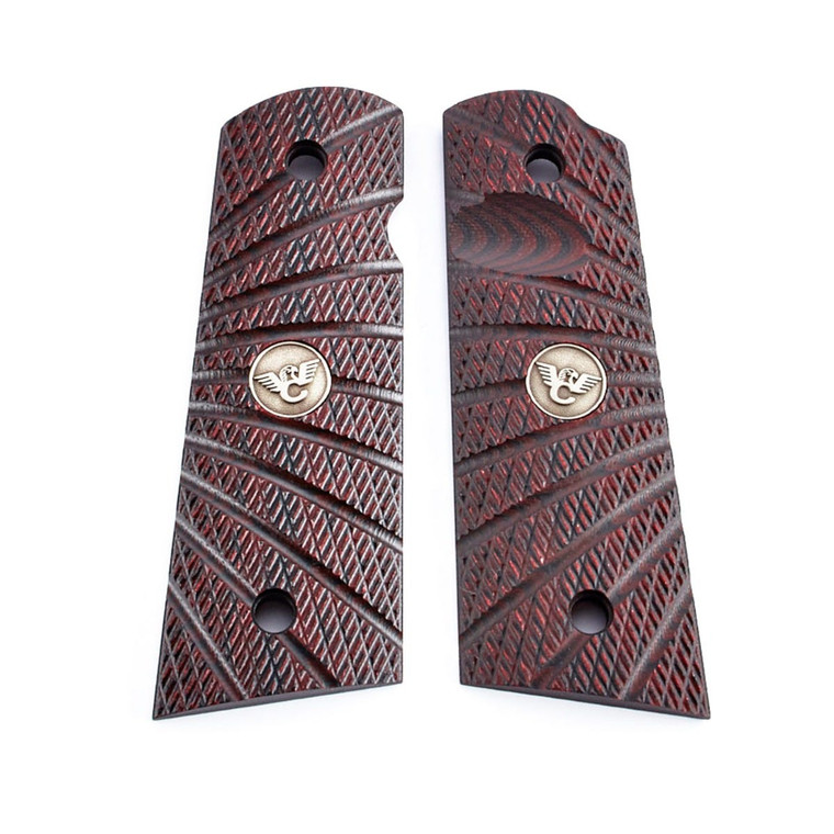 GRIPS, 1911, FULL-SIZE, AGGRESSIVE STARBURST, G10, BLACK CHERRY, FLAT BOTTOM