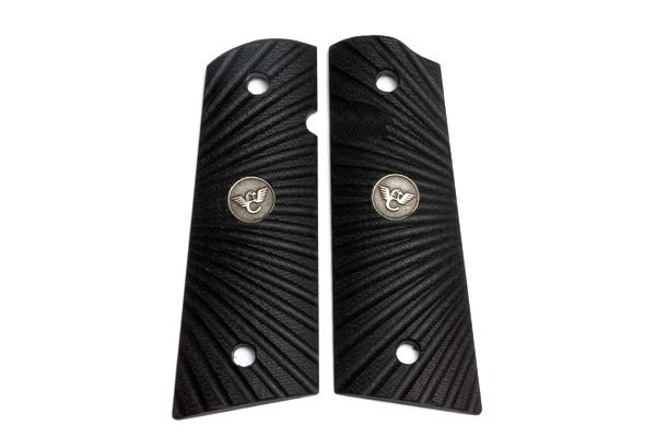 GRIPS, 1911, FULL-SIZE, STARBURST, G10, BLACK, FLAT BOTTOM