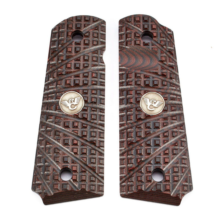 GRIPS, 1911, FULL-SIZE, TRAK STARBURST, G10, BLACK CHERRY, BEVELED BOTTOM