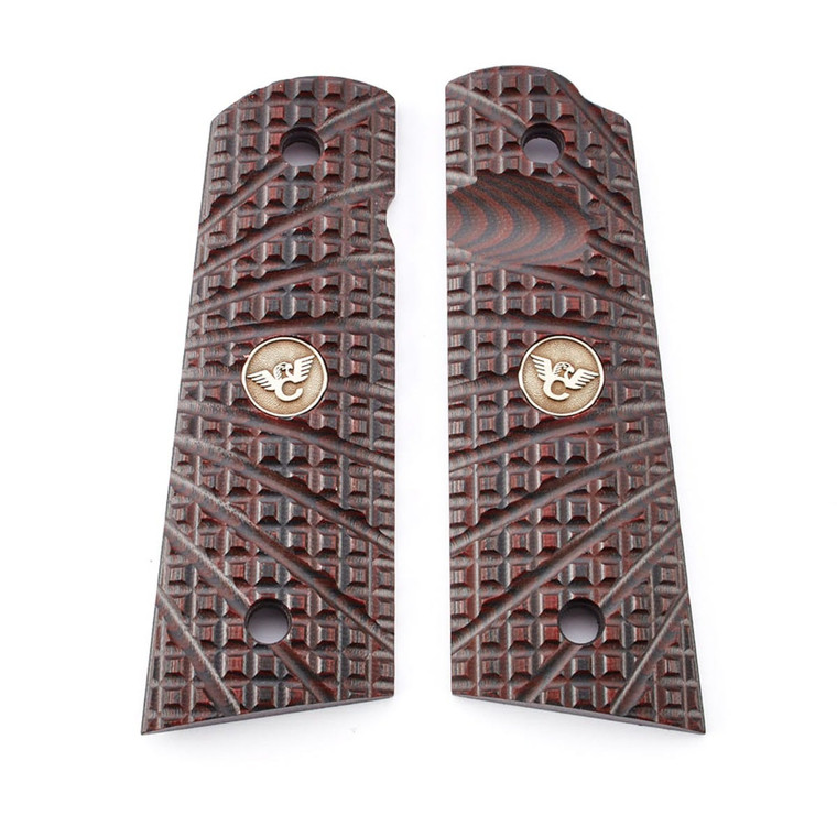 GRIPS, 1911, FULL-SIZE, TRAK STARBURST, G10, BLACK CHERRY, FLAT BOTTOM