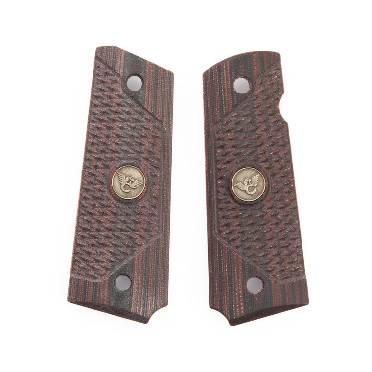 GRIPS, 1911, FULL-SIZE, ULTRA THIN, G10, BLACK CHERRY, BEVELED BOTTOM