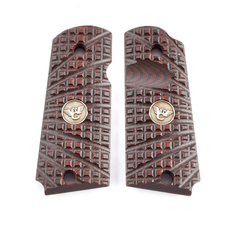 GRIPS, 1911, SENTINEL, TRAK STARBURST, G10, BLACK CHERRY, BEVELED BOTTOM