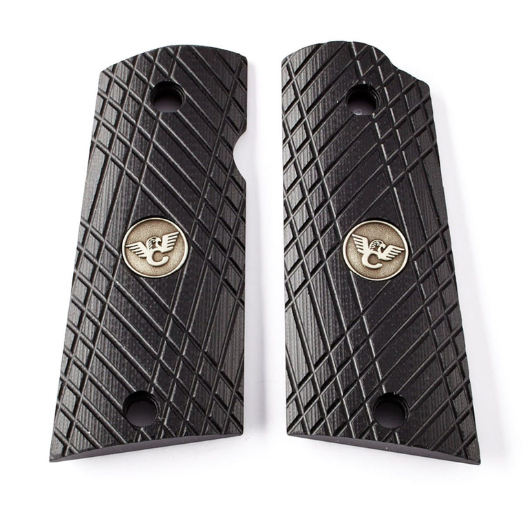 GRIPS, 1911, SENTINEL, X-TAC, G10, BLACK, FLAT BOTTOM