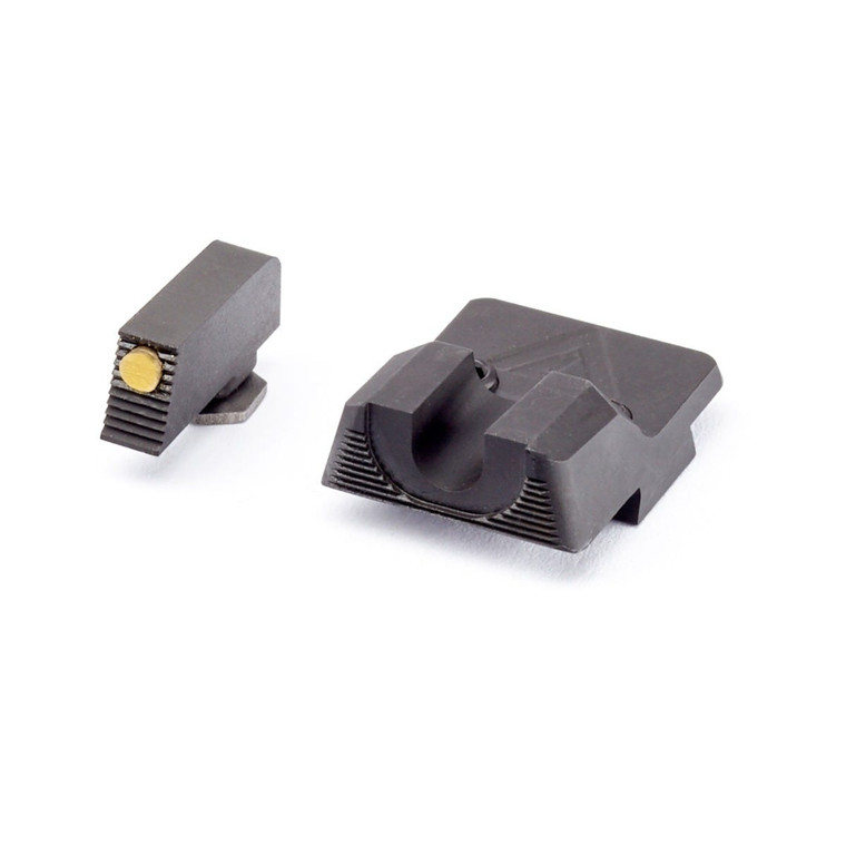 SIGHT SET, GLOCK 42/43/43X/48, VICKERS ELITE, BLACK SERRATED REAR, GOLD BEAD FRONT