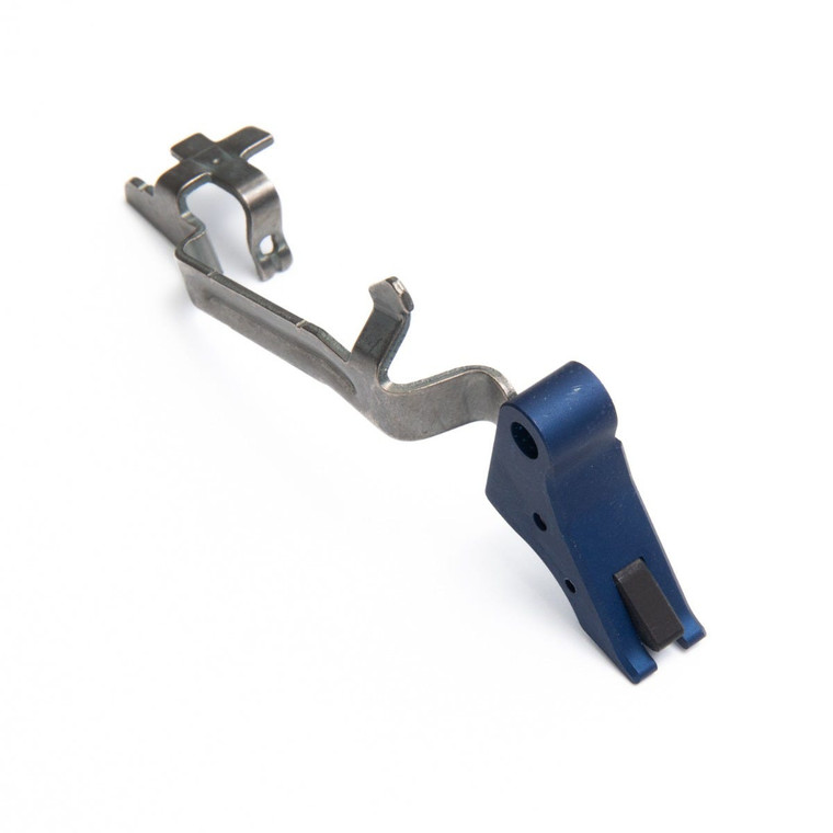 TRIGGER ASSEMBLY, PERFORMANCE, GLOCK, GEN 3/4, FLAT TRIGGER, BLUE/BLACK SAFETY