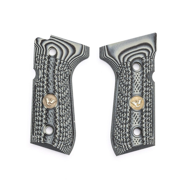 GRIPS, BERETTA, 92/96, CHECKERED, G10, GRAY/BLACK