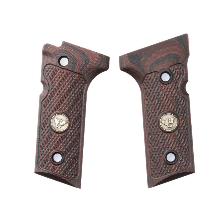 GRIPS, BERETTA, VERTEC, 92/96, CHECKERED, G10, BLACK CHERRY
