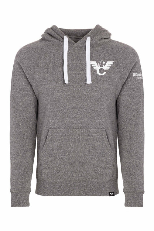 HOODIE, PULLOVER, LOGO, GRAY