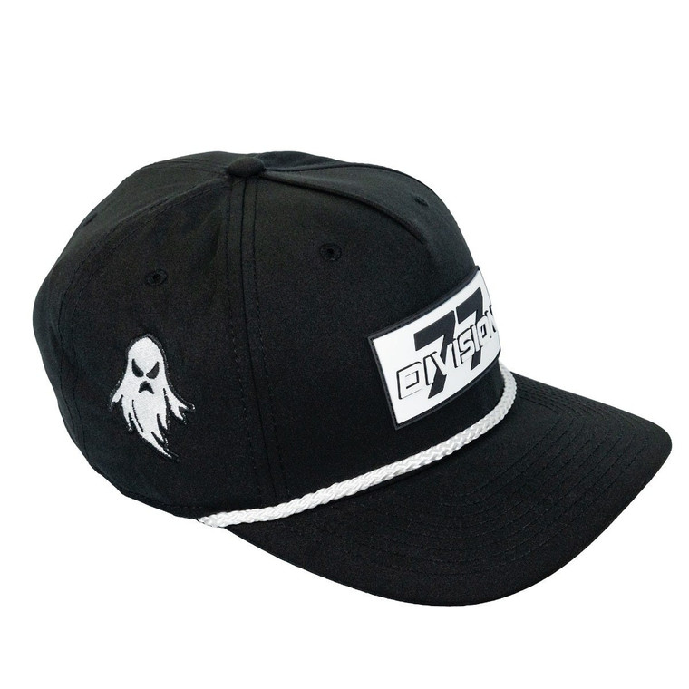 CAP, D77 GHOST, BLACK WITH WHITE ROPE