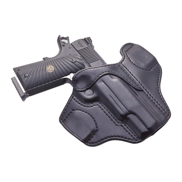 HOLSTER, EDC X9 4.25" WITH LIGHTRAIL, LOW-PROFILE II, RIGHT HAND, 1.5" BELT, BLACK COWHIDE