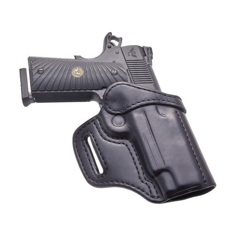 HOLSTER, EDC X9 4.25" WITH RAIL, RAPID RESPONSE, RIGHT HAND, 1.5" BELT, BLACK COWHIDE