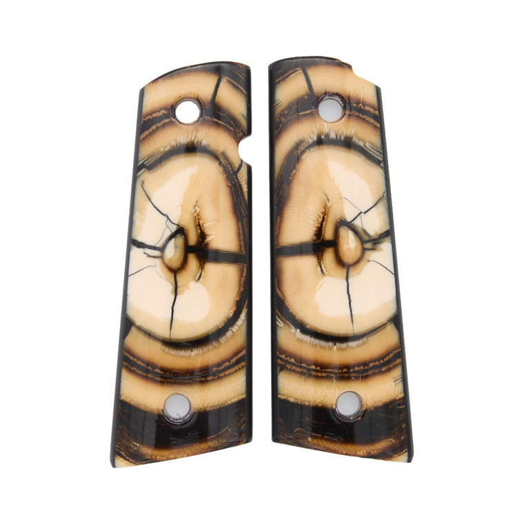 GRIPS, 1911, FULL-SIZE, MAMMOTH CROSSCUT, FLAT BOTTOM, ONE of ONE
