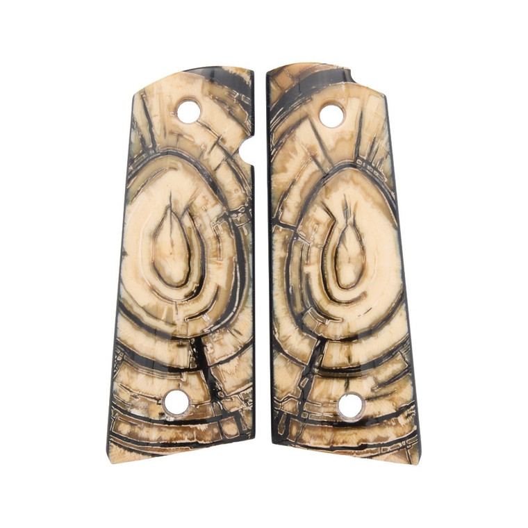 GRIPS, 1911, FULL-SIZE, MAMMOTH CROSSCUT, FLAT BOTTOM, ONE of ONE