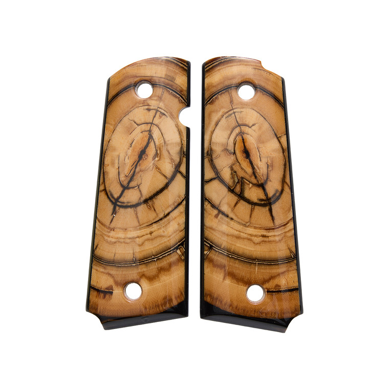 GRIPS, 1911, FULL-SIZE, MAMMOTH CROSSCUT, FLAT BOTTOM, ONE of ONE