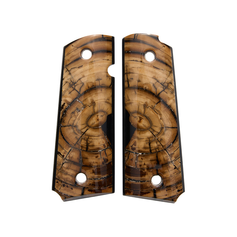 GRIPS, 1911, FULL-SIZE, MAMMOTH CROSSCUT, FLAT BOTTOM, ONE of ONE