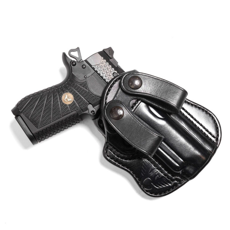 HOLSTER, EDC X9/SFX9 4" WITH RAIL, UNDERCOVER PROFESSIONAL, RIGHT HAND, 1.5" BELT, IWB, BLACK LEATHER