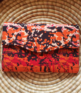 Red, Orange, & Black African Cotton Fabric Clutch - Adorn Envelope Clutch
