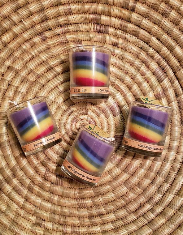 Unscented Rainbow Candles - Colorful Votive Candles in Glass Votive