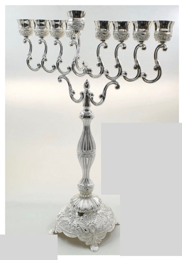 Silver plated menorah 69cm Torah Treasures