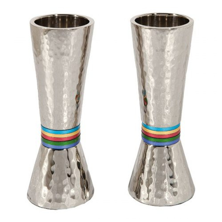 Emanuel Candlesticks - Hammer Work Multicolour Rings