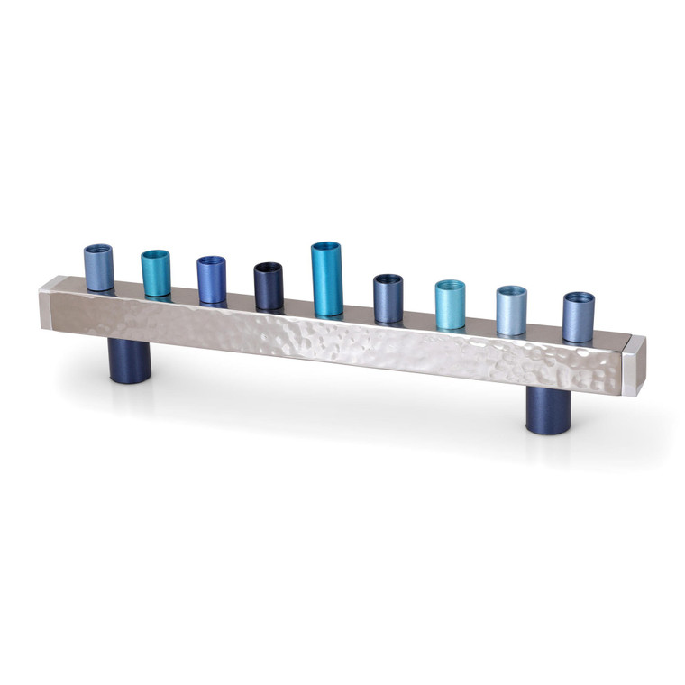 Menorah Emanuel hammered Blue tones