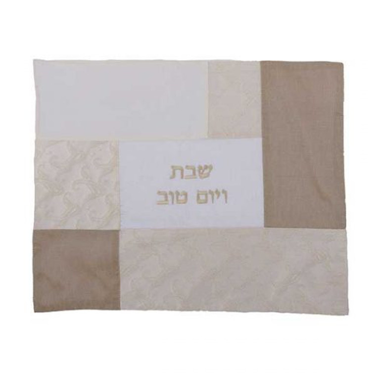 Challah Cover - Fabric Collage- White