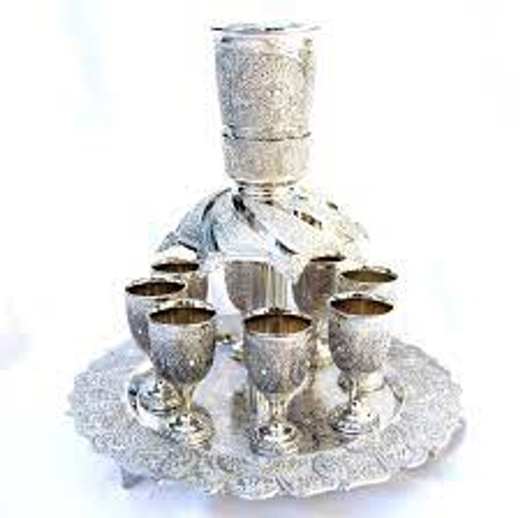 Wine Fountain - 8 cups - silver plated