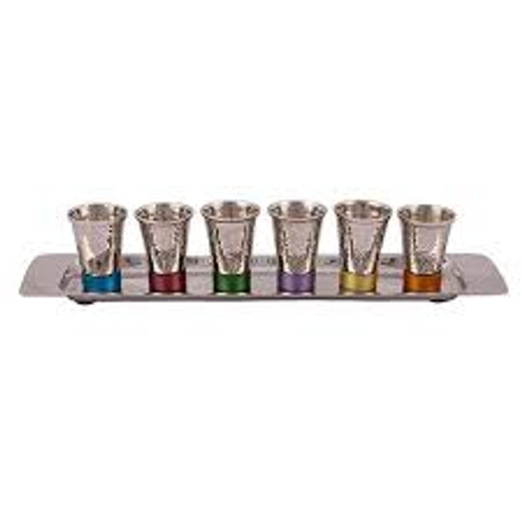 Emanuel Set of 6 cups - hammered/ colourful base