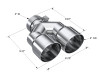  MBRP 3in ID / Dual 4in OD Out Staggered L 9.37in / R 9.87in Single Wall T304 SS Univ Exhaust Tip - T5183 
