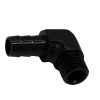 DeatschWerks Metric M12 to 3/8in Hose Barb 90-Degree Fitting w/ Venturi Port - Anodized Matte Black - 6-02-0650-B