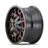  Mayhem 8015 Warrior 18x9 / 5x139.7 BP / 18mm Offset / 110mm Hub Black w/ Prism Red Wheel - 8015-8997BTR18 