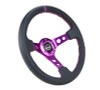 NRG NRG Reinforced Steering Wheel 350mm / 3in Deep Black Leather w/Purple Center and Purple Stitching - RST-006PP