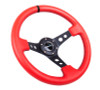 NRG NRG Reinforced Steering Wheel 350mm / 3in Deep Red Suede w/Blk Circle Cutout Spokes - RST-006S-RR