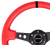 NRG NRG Reinforced Steering Wheel 350mm / 3in Deep Red Suede w/Blk Circle Cutout Spokes - RST-006S-RR