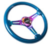 NRG NRG Classic Wood Grain Steering Wheel 350mm Blue Pearl/Flake Paint w/Neochrome 3-Spoke Center - ST-015MC-BL