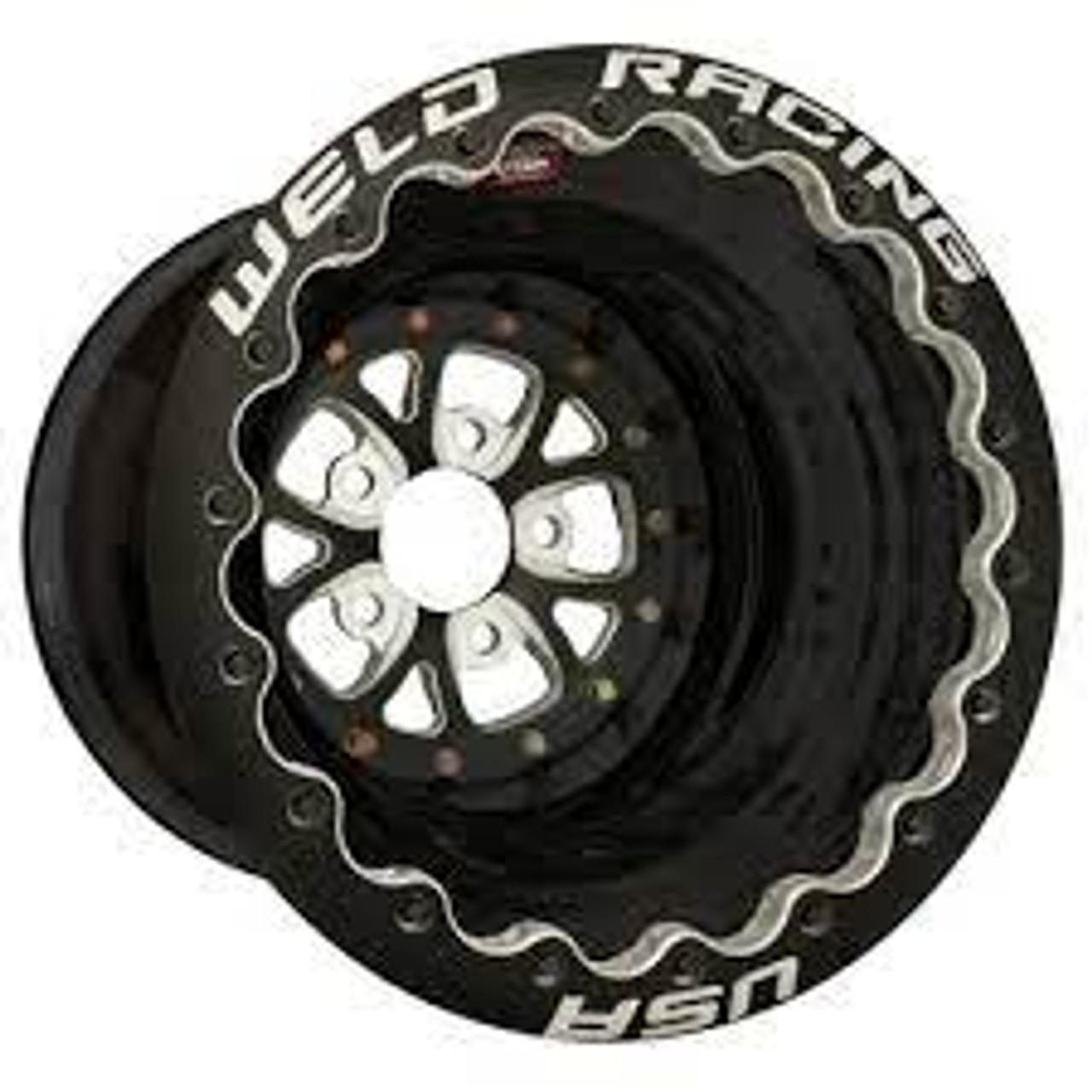 Weld V-Series 15x13 / 5x4.75 BP / 4in. BS Black Wheel - Black Double Beadlock MT - 84B-513278MB