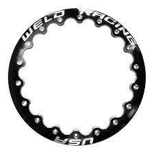 Weld Double Beadlock Ring 16in. / 18-Hole Drag Ultra Lite - Black - P650-5299B