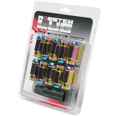 Wheel Mate Monster Locking Lug Nut Set of 4 - Chrome Neon 14x1.50 - 33002N Photo - Primary