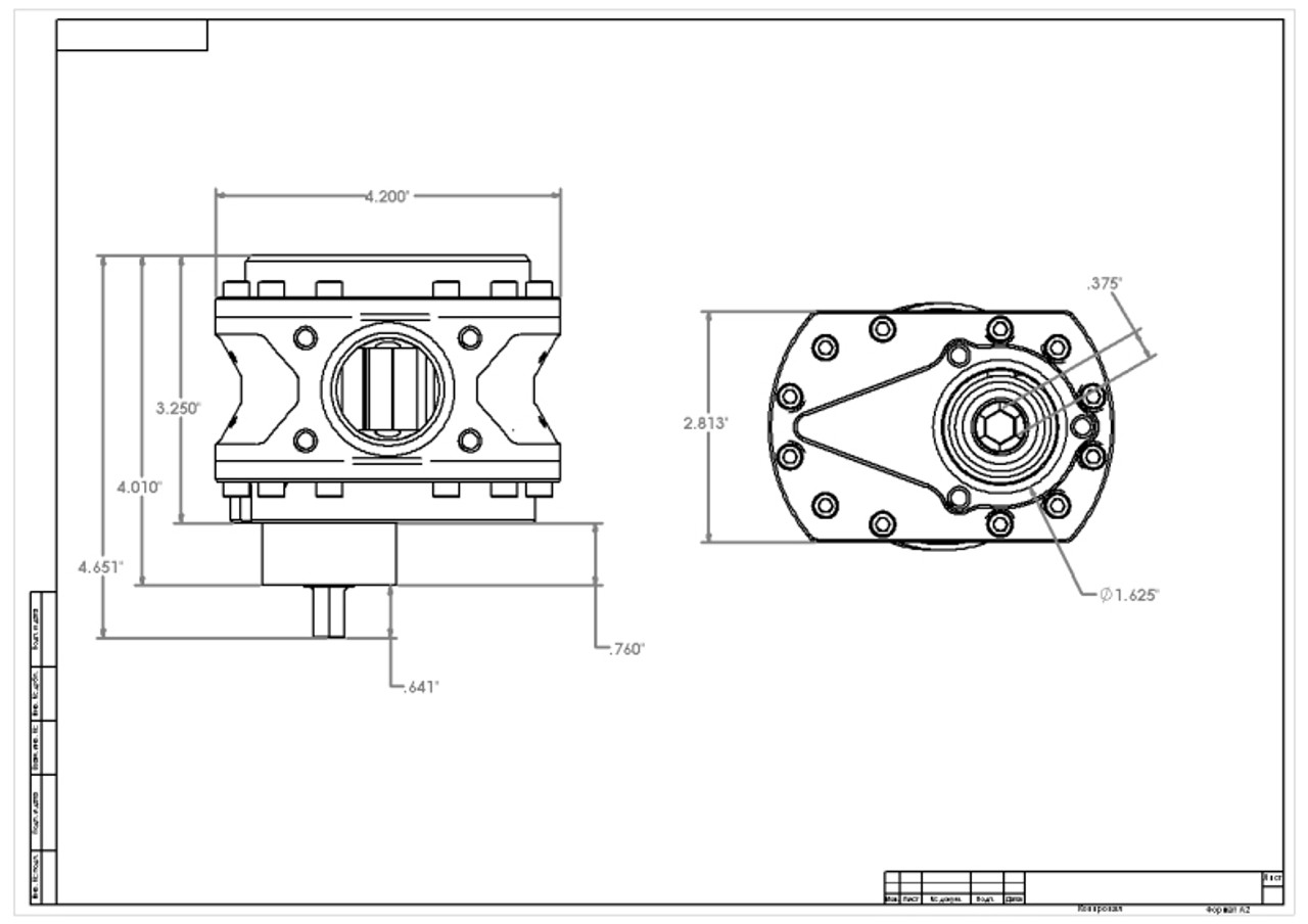 Aeromotive Spur Gear Fuel Pump - 3/8in Hex - .775 Gear - 16.5gpm - 11152 Technical Drawing