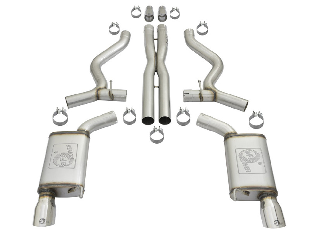 aFe 20-22 Audi RS6 Avant V8 4L(tt) MACH Force-Xp 3in to 2.5in 304 SS Cat-Back Exhaust w/Polished Tip - 49-36448-P Photo - Unmounted