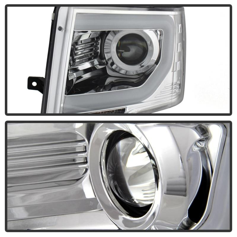 SPYDER Spyder Ford F150 09-14 Projector Headlights Halogen Model- Light Bar DRL Chrm PRO-YD-FF15009-LBDRL-C - 5077585