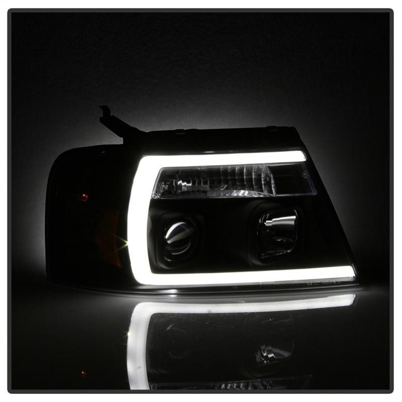 SPYDER Spyder 04-08 Ford F-150 Projector Headlights - Light Bar DRL - Black PRO-YD-FF15004V2-LB-BK - 5084484