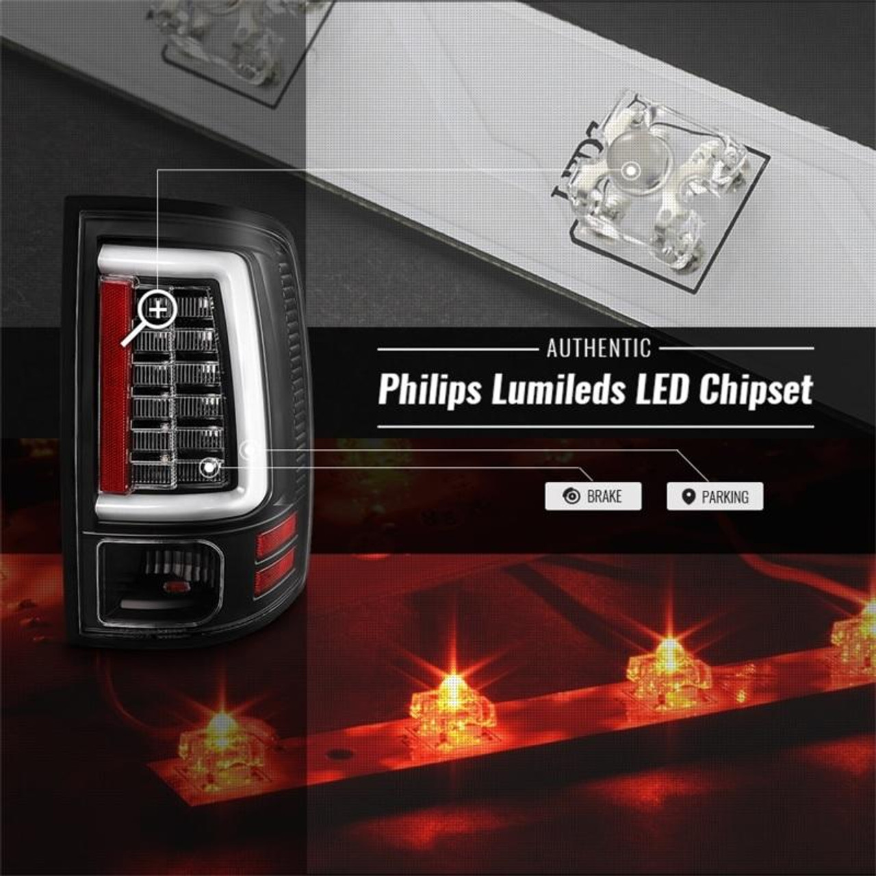 SPYDER Spyder Dodge Ram 2013-2014 Light Bar LED Tail Lights - All Black ALT-YD-DRAM13V2-LED-BKV2 - 5085931