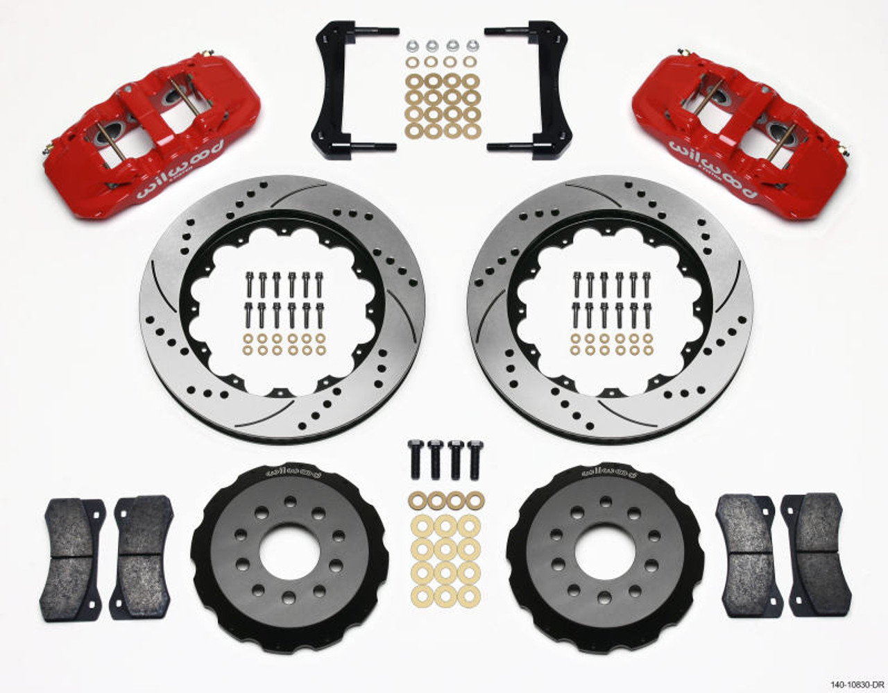WilWood Wilwood AERO6 Front Hat Kit 14.00 Drilled Red 2005-2014 Mustang - 140-10830-DR