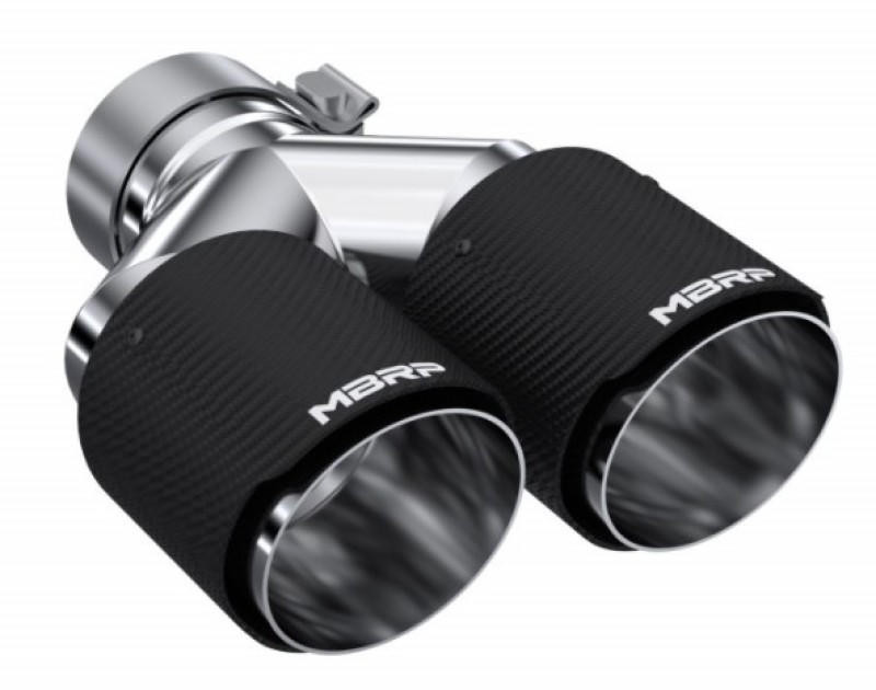  MBRP 3in ID / Dual 4in OD Out Staggered L 9.37in / R 9.87in Dual Wall Carbon Fiber Univ Exhaust Tip - T5183CF 